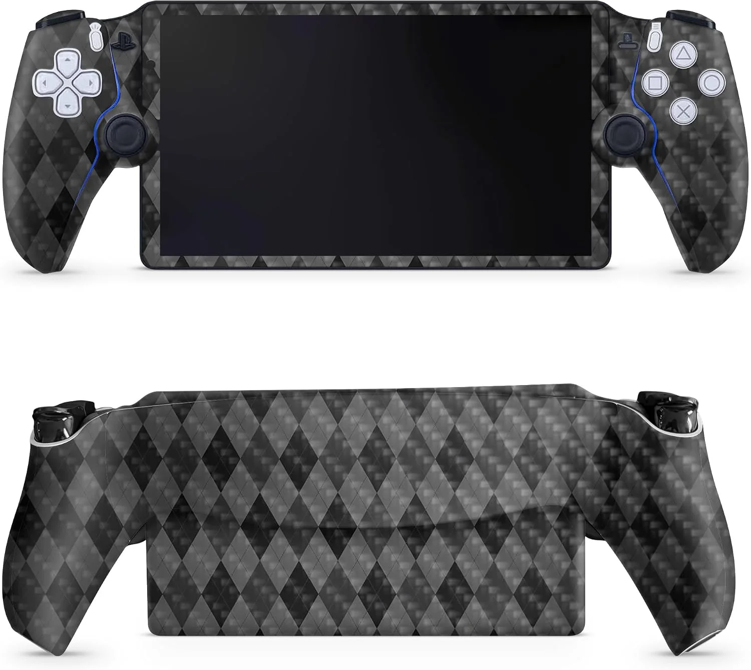Carbon Fiber Gaming Skin Compatible with PS5 Portal Remote Player - Black Argyle - Premium 3M Vinyl Protective Wrap Decal Cover - Easy to Apply | Crafted in The USA by MightySkins
