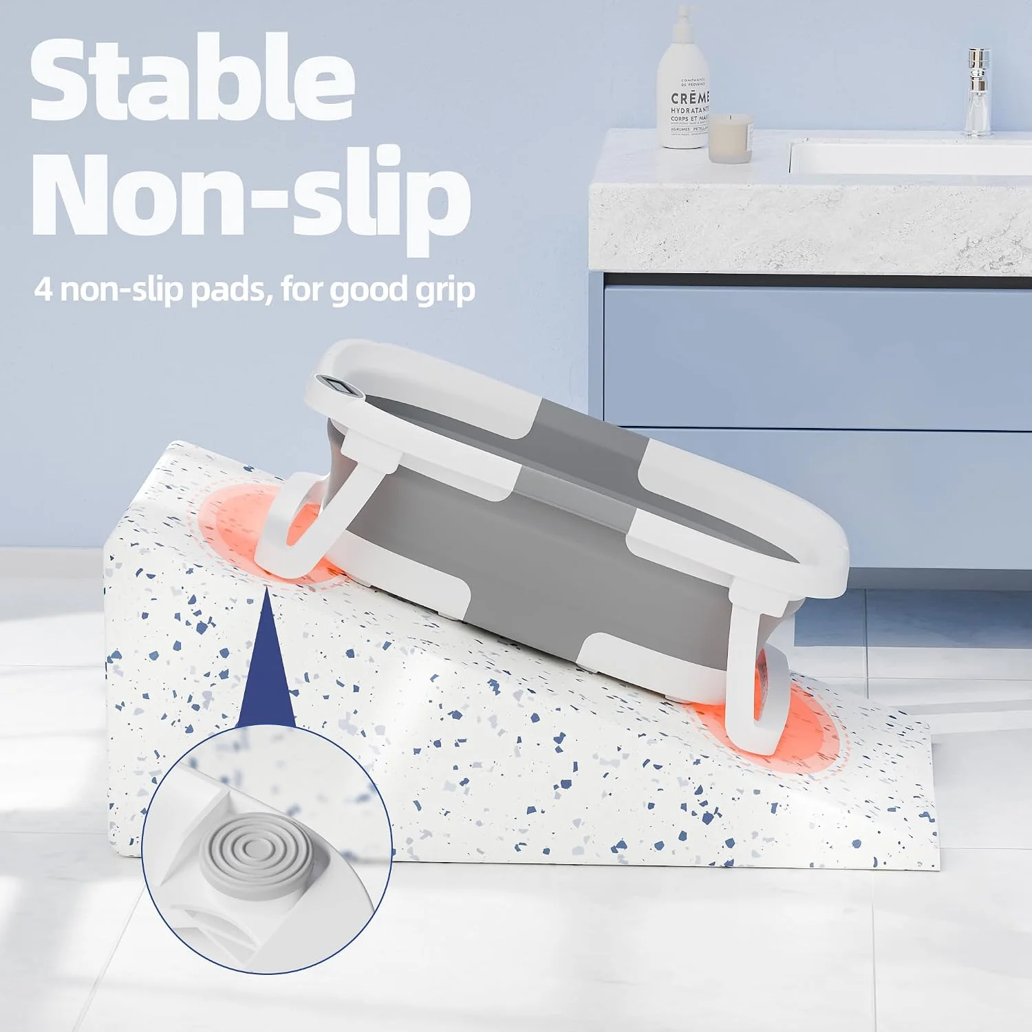 iBabyMax Bañera Plegable para Bebé con Termómetro 0 a 36 Meses Gris