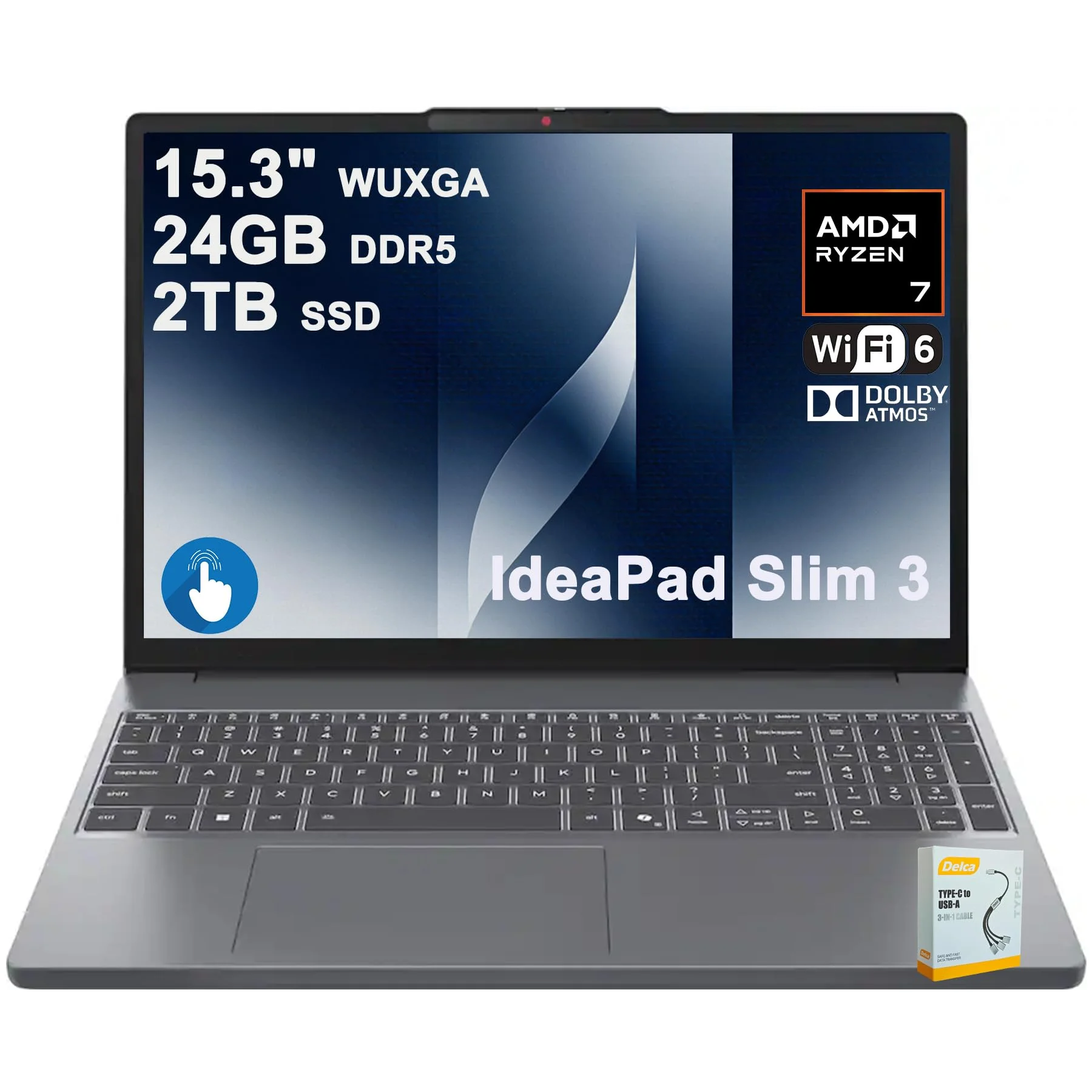 Laptop Lenovo IdeaPad Slim 3 15.3" AMD Ryzen 7 24GB DDR5 2TB SSD