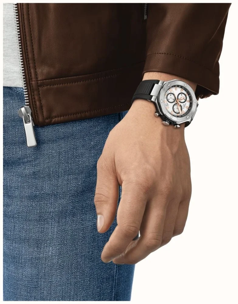 Tissot T-Race Reloj Cronógrafo 45 mm Esfera Blanca Correa Negra T141.417.17.011.00