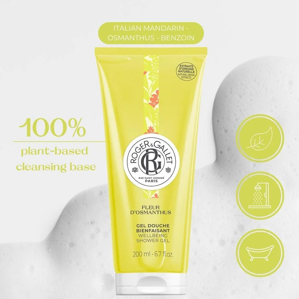 Roger & Gallet Gel de Ducha Hidratante a Base de Plantas con Aloe Vera para Piel Suave y Refrescante
