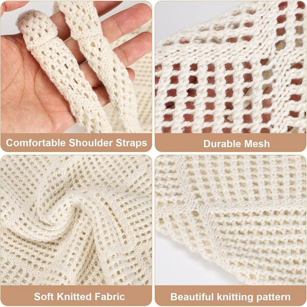 Sightor Bolso Tote Tejido a Crochet, Bolso de Playa de Malla, Bolso Hobo Tejido de Verano, Bolso Tote Boho de Vacaciones para Mujer