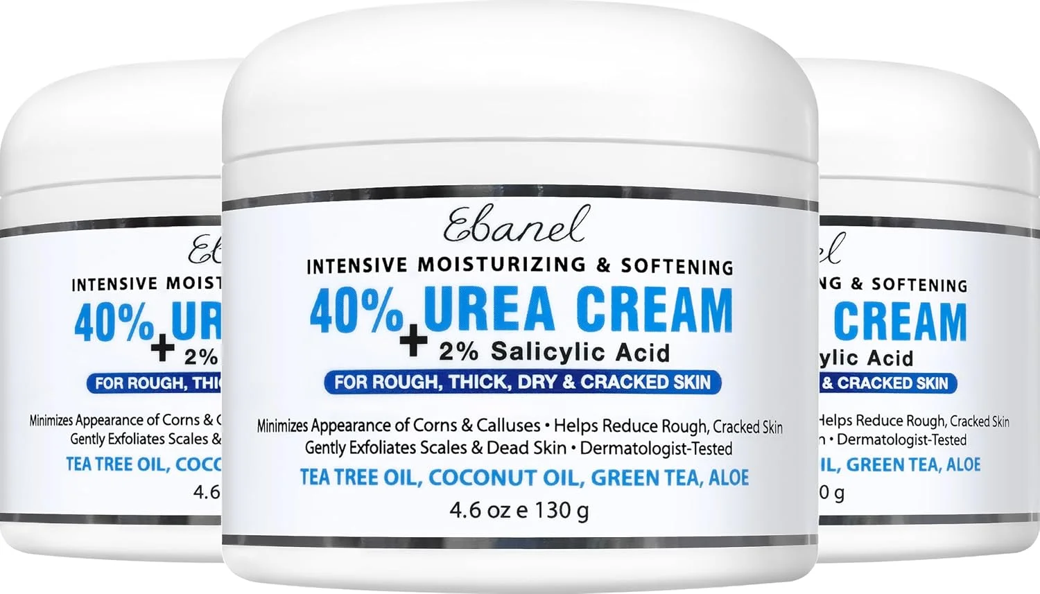Crema Ebanel Urea 40% con Ácido Salicílico 2% para Pies Secos y Agrietados, Pack 3