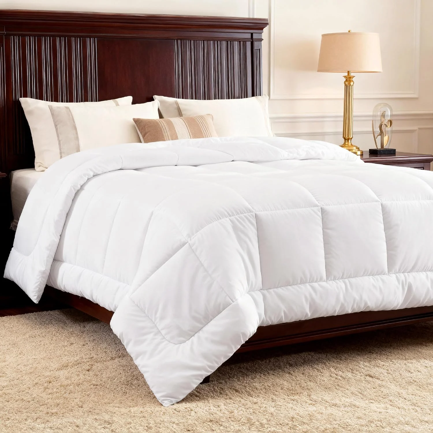Bedsure California King Comforter Duvet Insert, All Season Bed Comforter, Quilted Down Alternative Duvet, Box Stitched Comforters with Corner Tabs, Washable, 102 x 96 Inches (White)