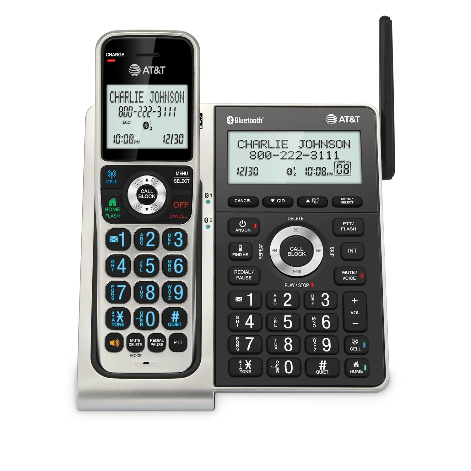 Teléfono fijo inalámbrico AT&T BL3107 DECT 6.0 con Bluetooth y bloqueador de llamadas