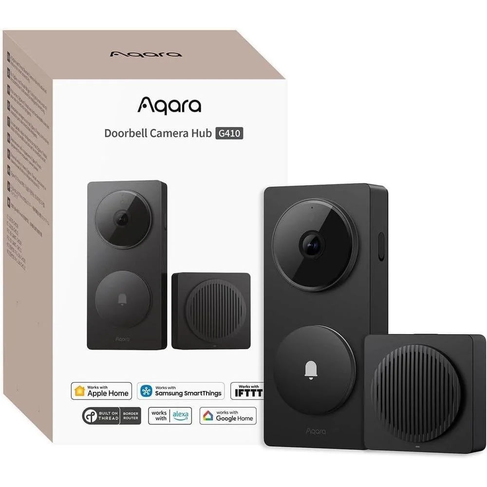 Aqara Smart Doorbell Camera G410 with Chime, HomeKit Secure Video, Black