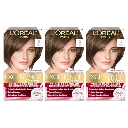 Tintura L'Oreal Paris Excellence Crème Castaño Medio 5, Pack de 3