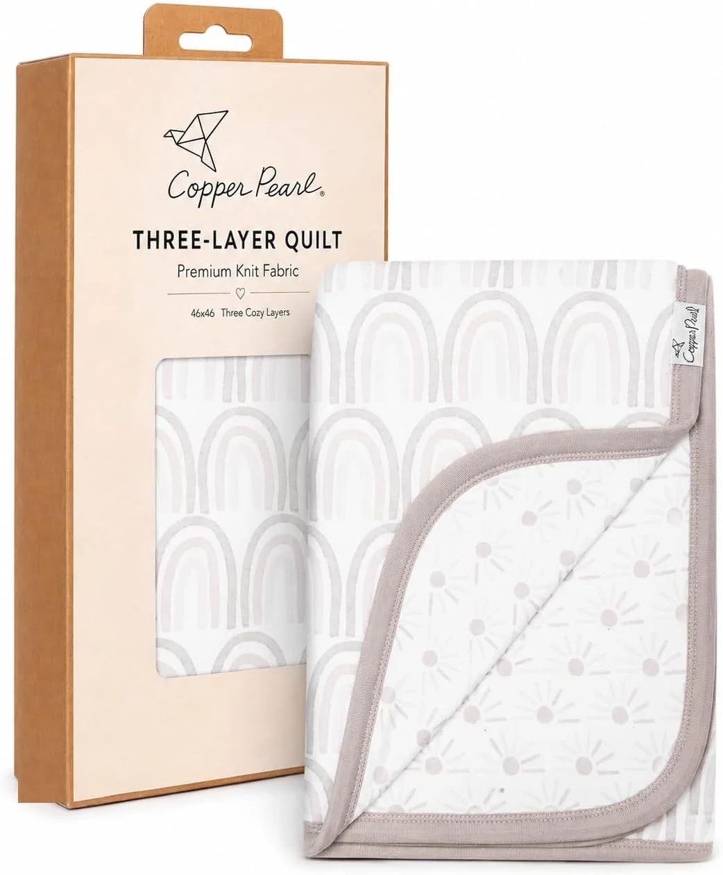 Copper Pearl Three-Layer Blanket: Soft and Breathable Twin Layer Baby Quilt | Boys and Girls Toddler Blanket | 46x46 Premium Polyester/Rayon | Bliss