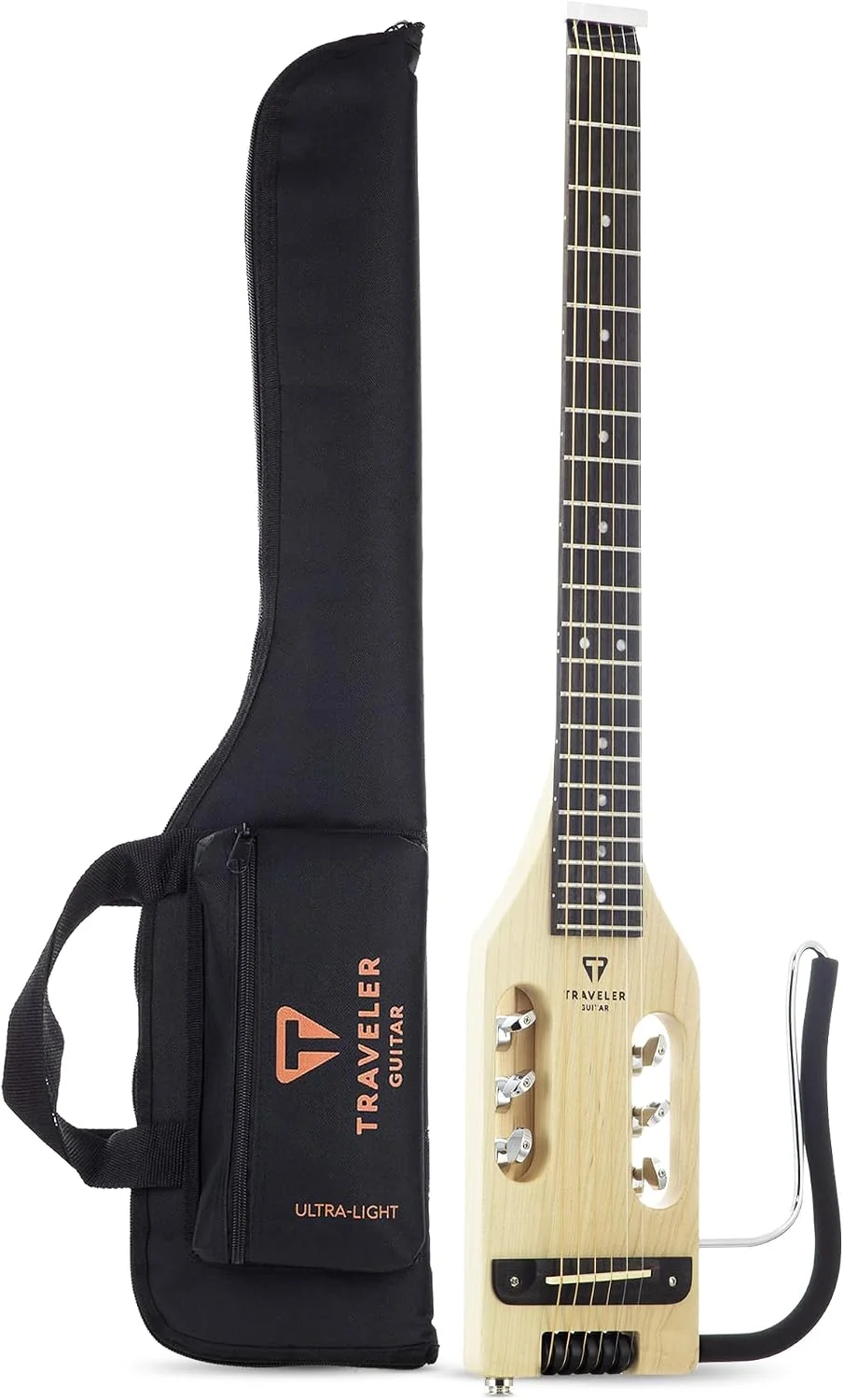 Traveler Guitar Ultra-Light Acoustic Guitar Maple | Portable Acoustic with Removable Lap Rest | Full 24 3/4" Scale Headless Guitar | Custom Gig Bag Included