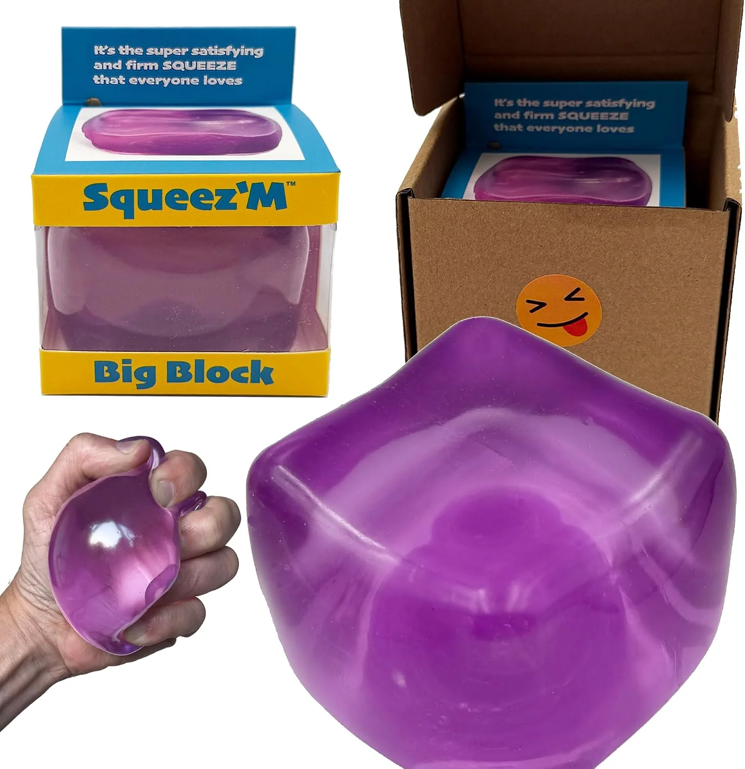 Cubo antiestres Big Block Squeez'M morado