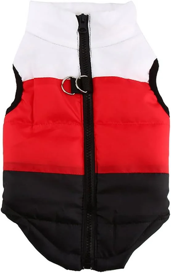 Chaleco de invierno para perros Marupet waterproof windproof blanco rojo negro talla pequeña