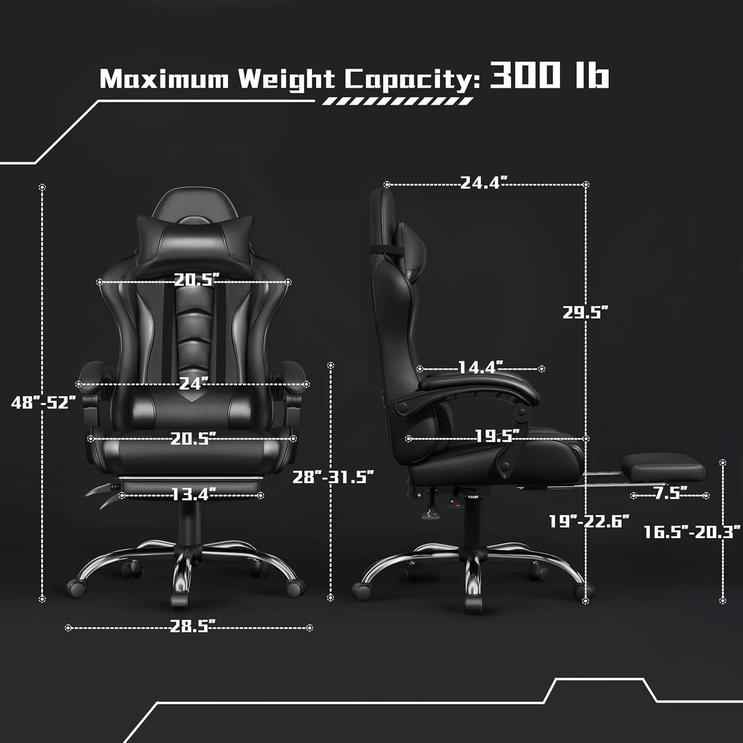 Silla gaming Yaheetech con reposapiés, almohada lumbar de masaje y reclinable