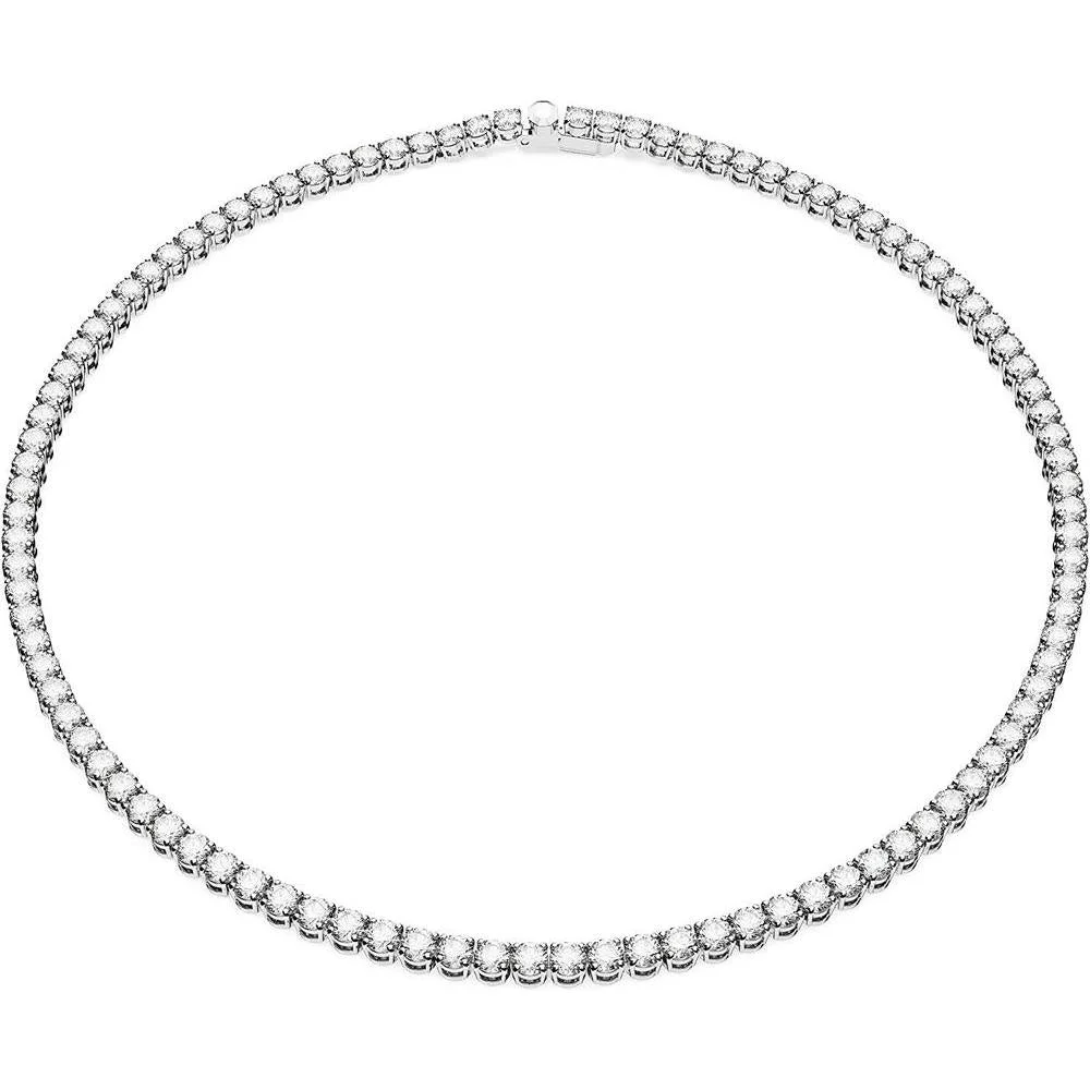 Swarovski Matrix Tennis Necklace with Clear Crystals on a Rhodium Finished Setting, Part of the Swarovski Matrix Tennis Collection