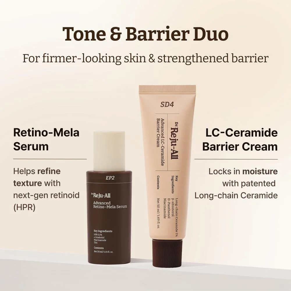 Dr.Reju-All Advanced Retino-Mela Serum y LC-Ceramide Barrier Cream para Hidratación y Cuidado de la Piel