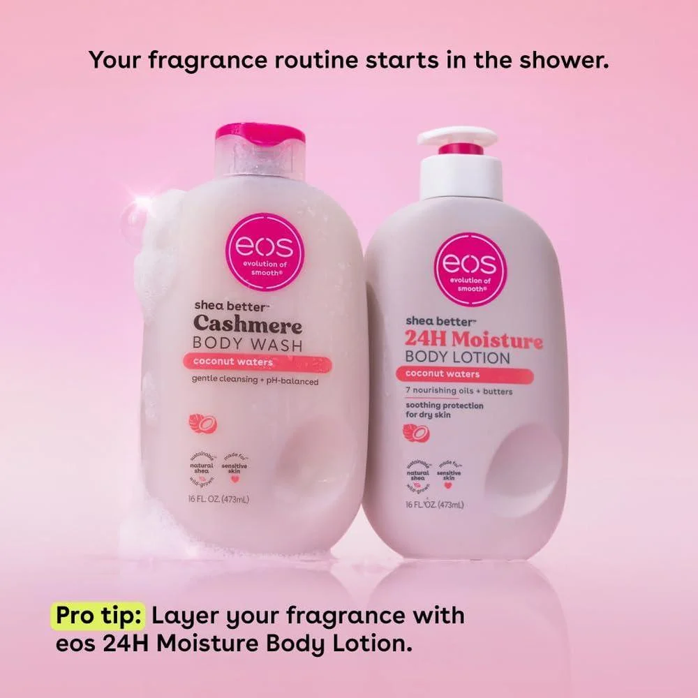Eos Shea Better Cashmere Gel de Baño, Fórmula Cremosa, 473 ml