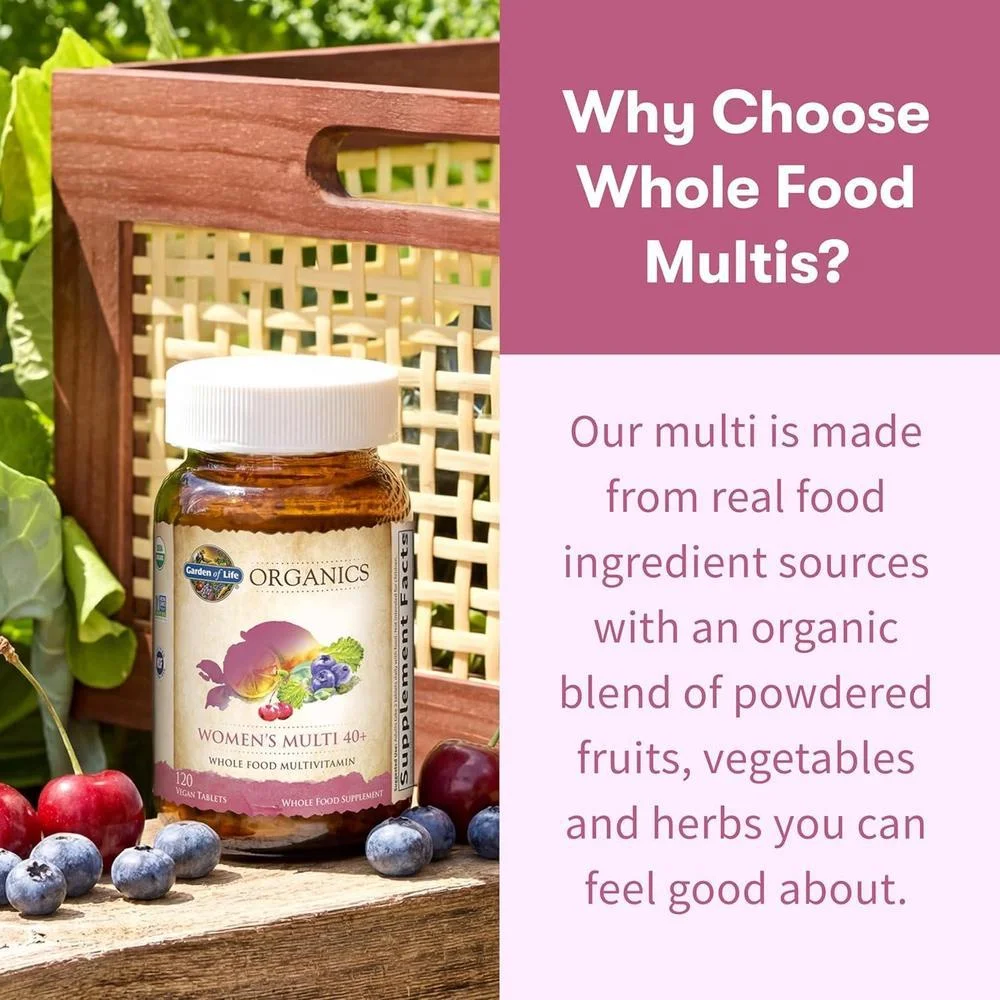 Garden of Life Multivitaminas para Mujeres Mayores de 40, Apoyo a la Salud Hormonal y del Seno, Orgánicas y Veganas
