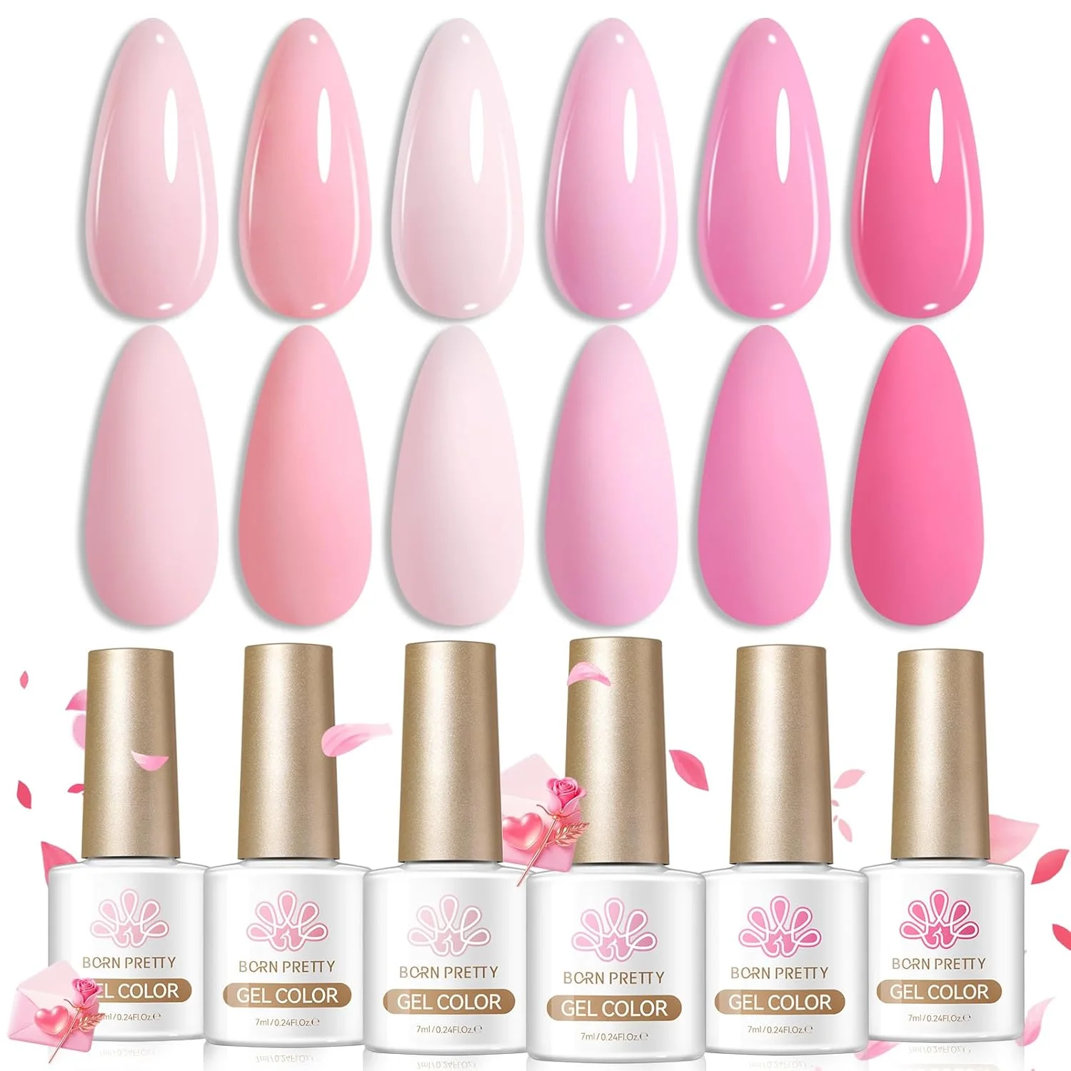 Esmalte de Gel Born Pretty Rosa Bebé Nude Set 6 Botellas 7ml