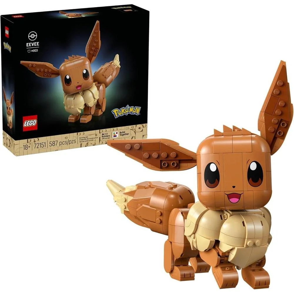 LEGO Pokémon Eevee - Collectible Building Set for Adults, Ages 18+ - Posable Pokémon Figure for Display - Desk, Bookshelf or Home Office Decor - Gift for Men & Women - 72151