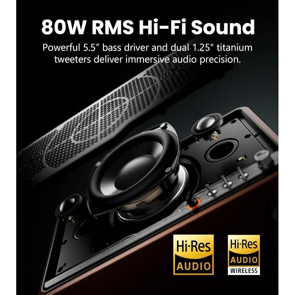 Edifier S300 Altavoz Hi-Fi de alta resolución para emparejamiento inalámbrico con entradas AirPlay 2 y diseño Retro