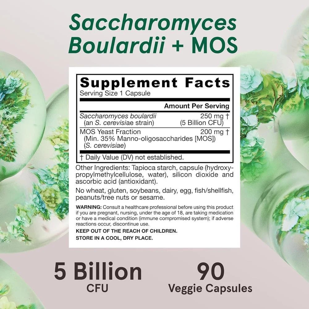 Suplemento de Saccharomyces Boulardii + MOS, probióticos para la salud digestiva y tracto intestinal, 90 cápsulas