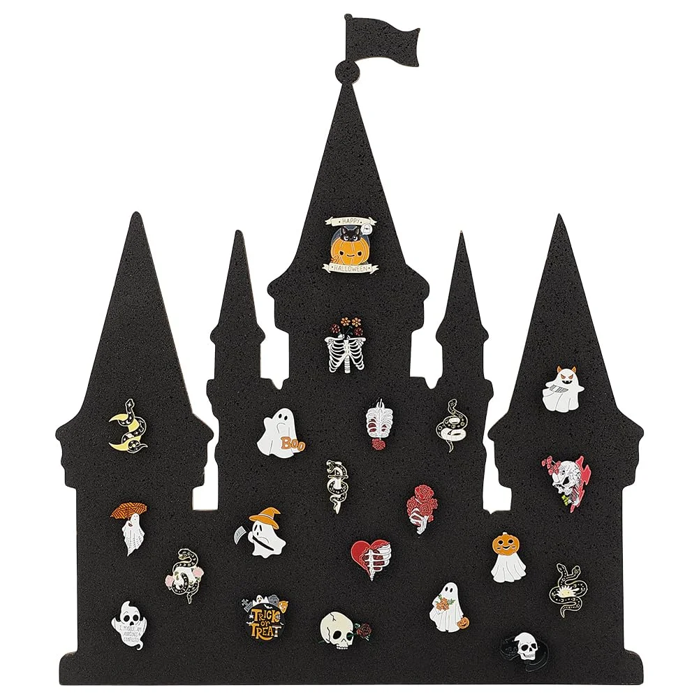BENECREAT Castle Pin Cork Board, 14.2x11.8Inch Black Bulletin Display Board Wall Mounted Cork Board for Office Home and
