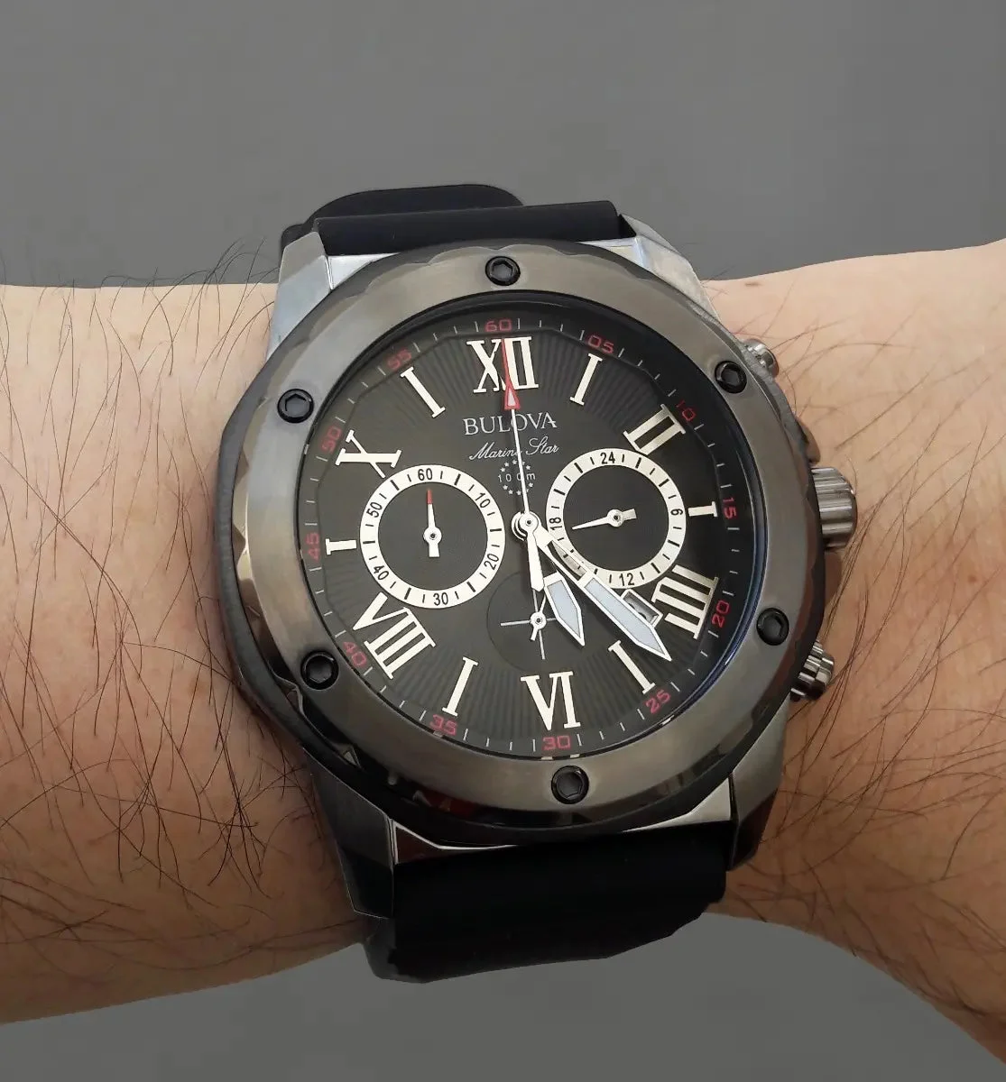 Bulova Marine Star 98B259 - Esfera Gris, Correa de Goma 44mm