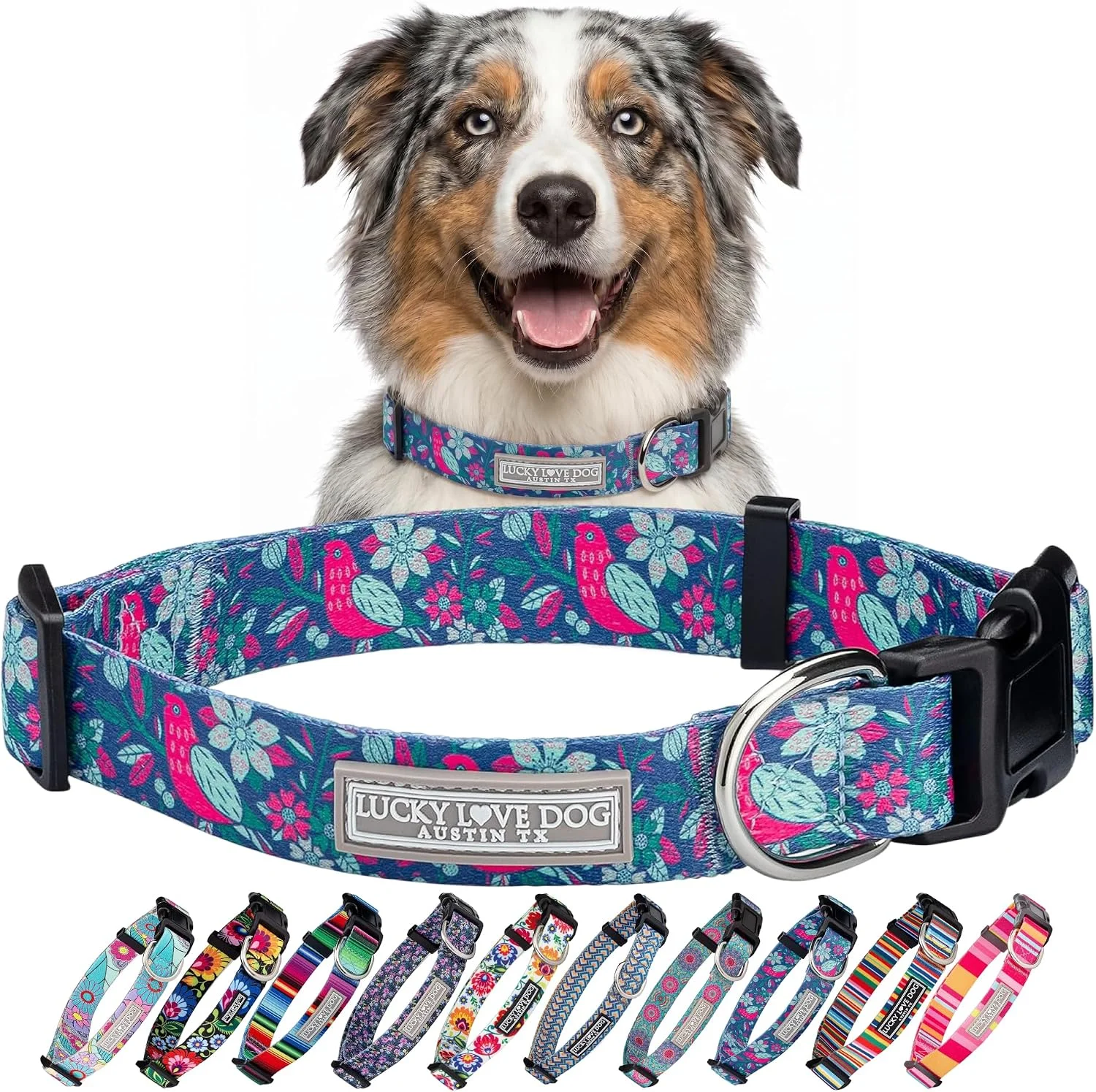 Collar ajustable Lucky Love Dog Carriebelle para perros medianos