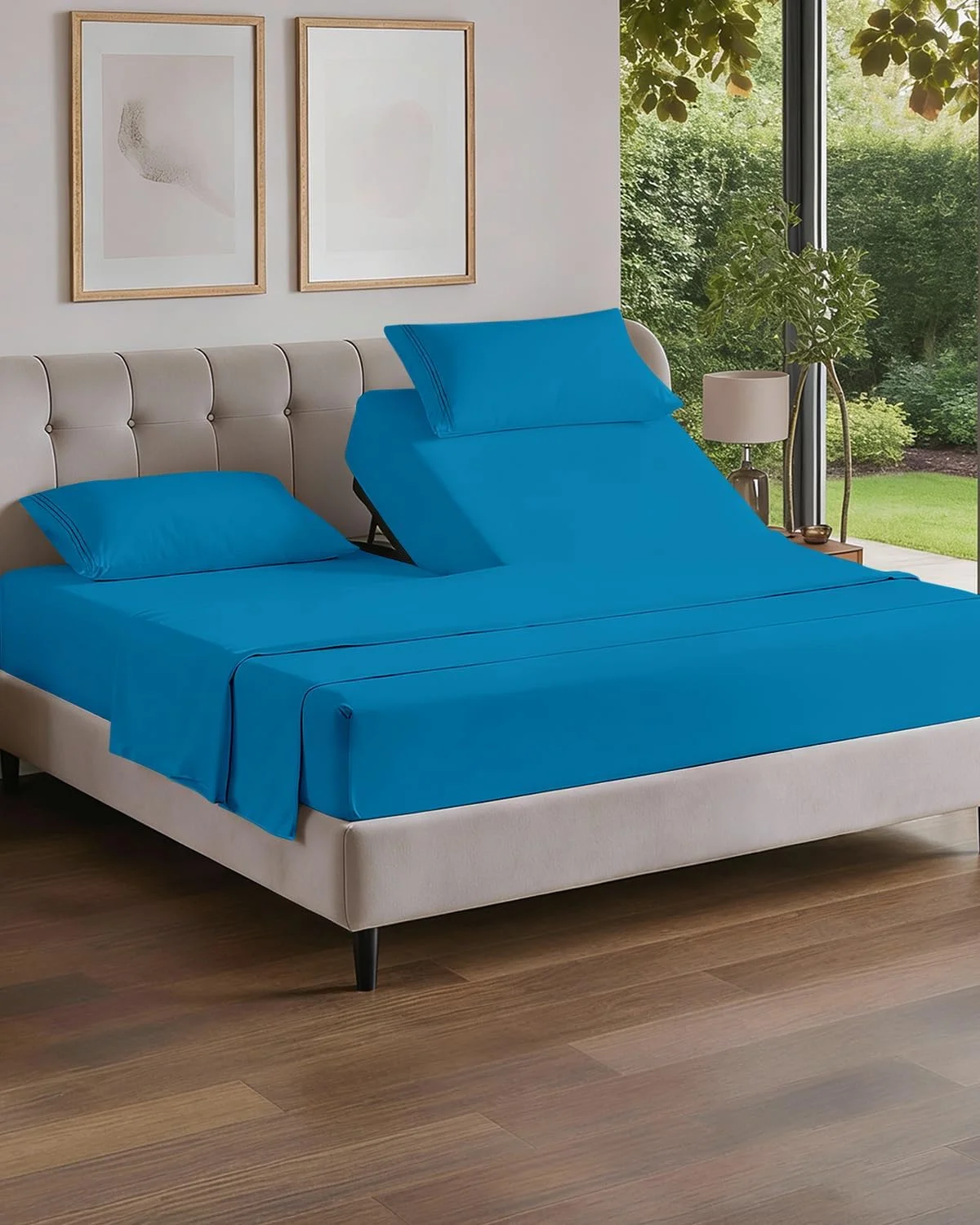 Juego de sábanas Split King 4 piezas CGK Unlimited azul denim