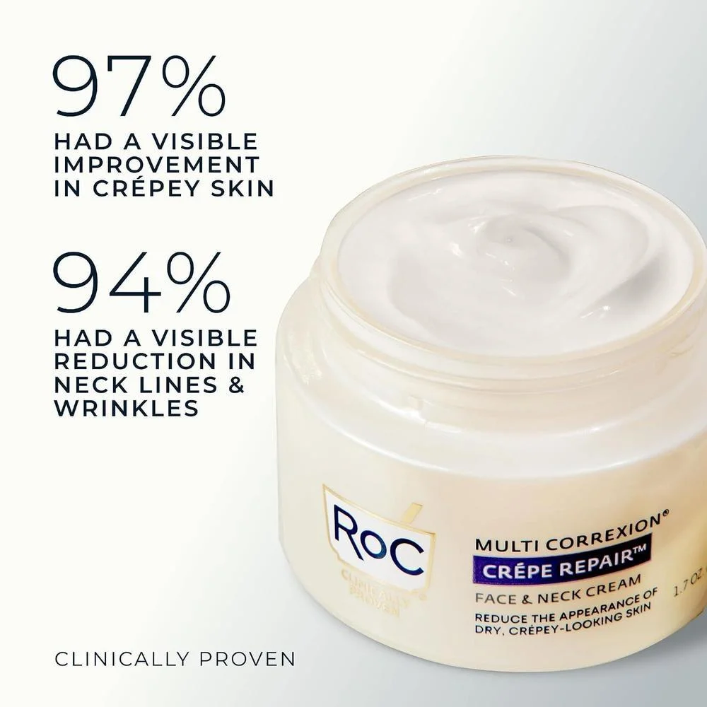 RoC Crema diaria antienvejecimiento para arrugas en rostro y cuello con cápsulas de retinol para suavizar líneas de expresión