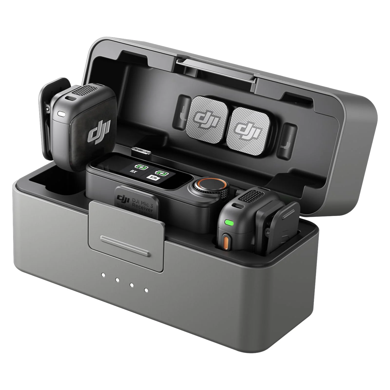 Micrófono inalámbrico DJI Mic 3 con 2 transmisores, 1 receptor y estuche de carga