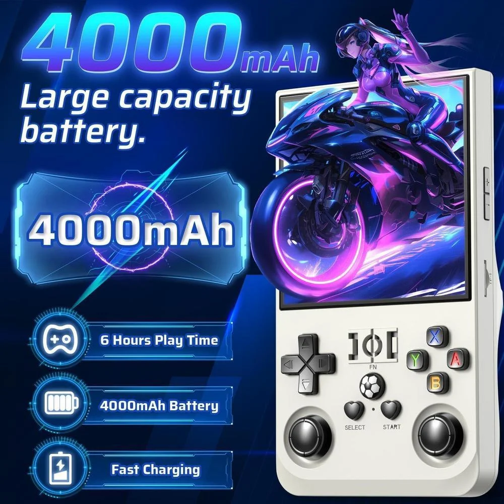 Consola de juegos retro portátil R36MAX con pantalla IPS HD, CPU 1.5 GHz y batería 4000 mAh, soporte para emuladores