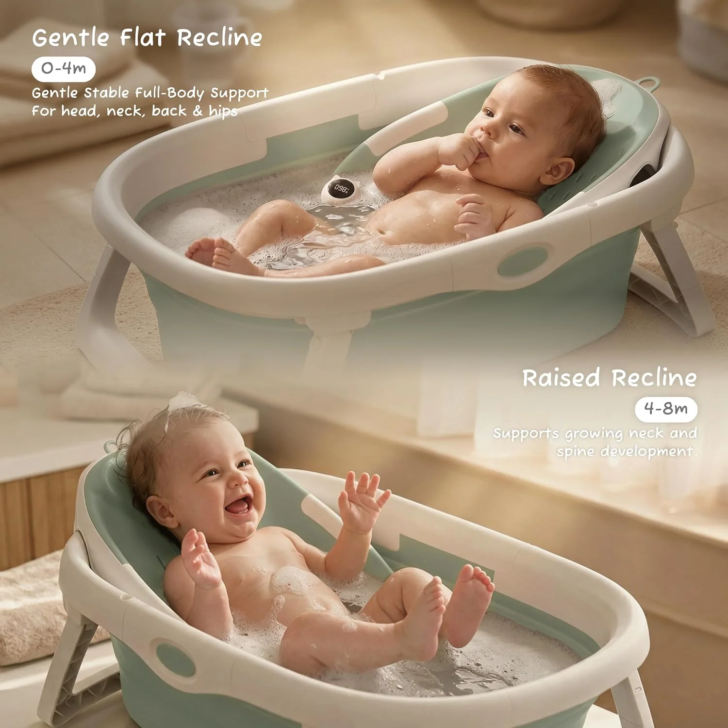 CheerTry Bañera Plegable 4 en 1 para Bebé 0 a 24 Meses