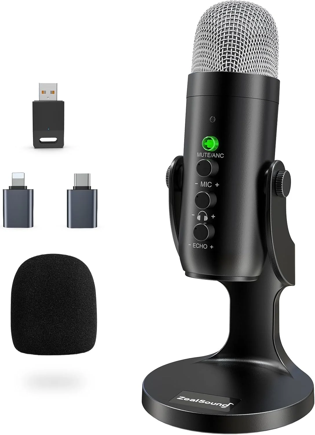 Micrófono inalámbrico ZealSound K66DG con cancelación de ruido para PC, iPhone, iPad y Android
