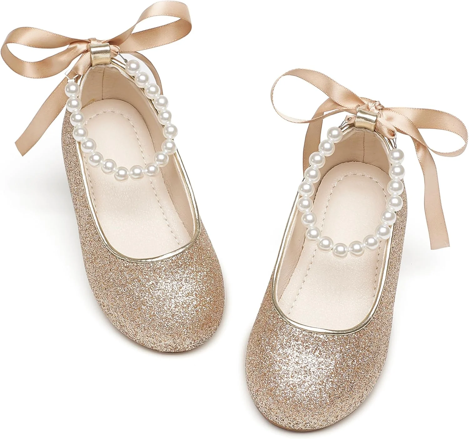 Zapatos de ballet Phiramin para niña con correa de perla