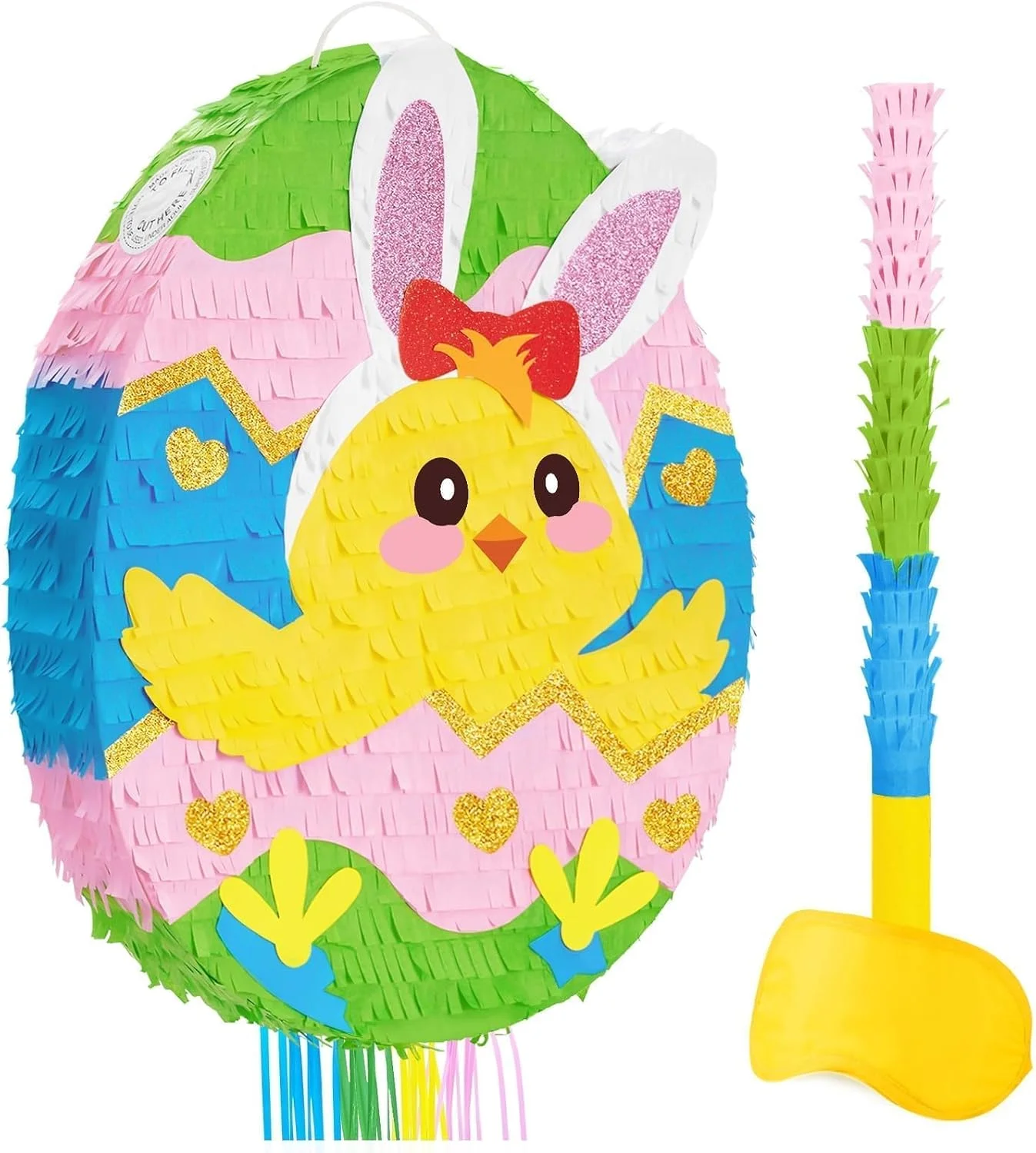 Piñata Huevo de Pascua WERNNSAI con Pollito, Antifaz y Palo