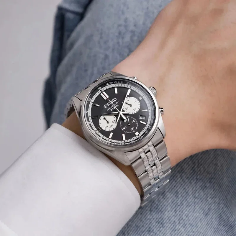 Seiko Reloj Cronógrafo Cuarzo Esfera Negra 41.5 mm SSB429P1