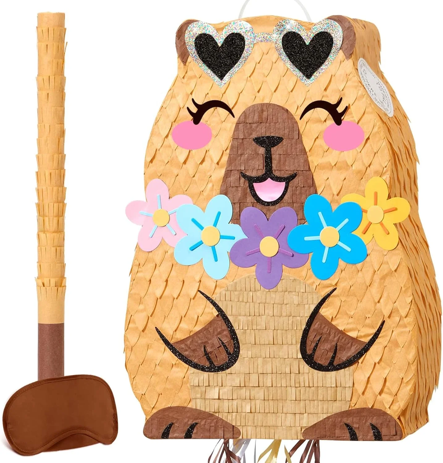 Piñata Capibara Wernnsai con Corona de Flores Decoración de Fiesta