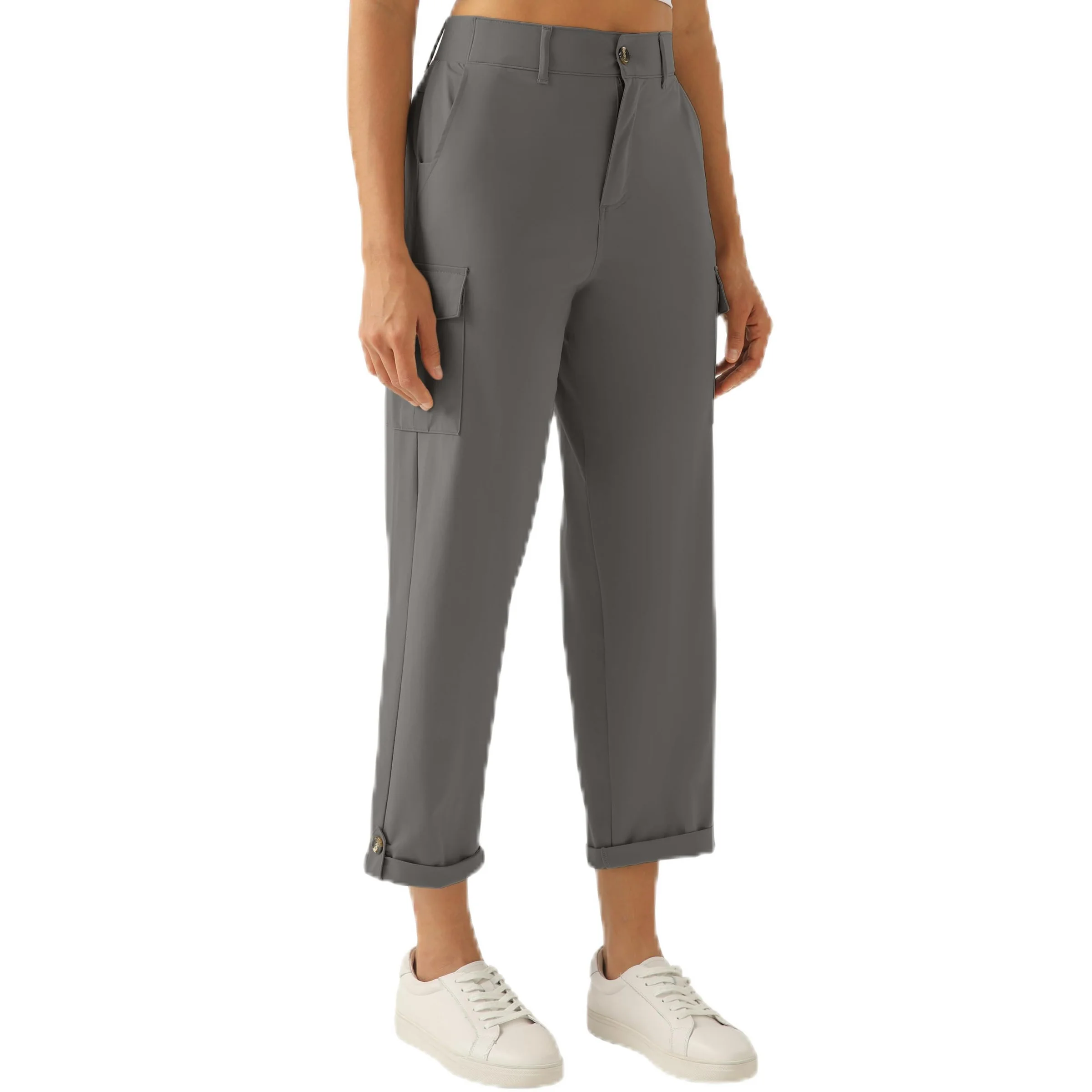 Pantalón capri cargo de senderismo para mujer Xingpaozhe gris carbón