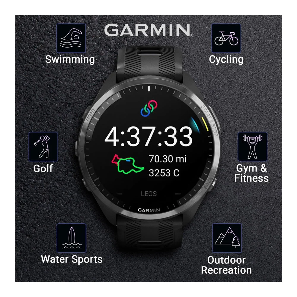 Garmin Forerunner 965 Reloj inteligente premium con GPS para correr y triatlón, incluye pantalla AMOLED y bisel de titanio