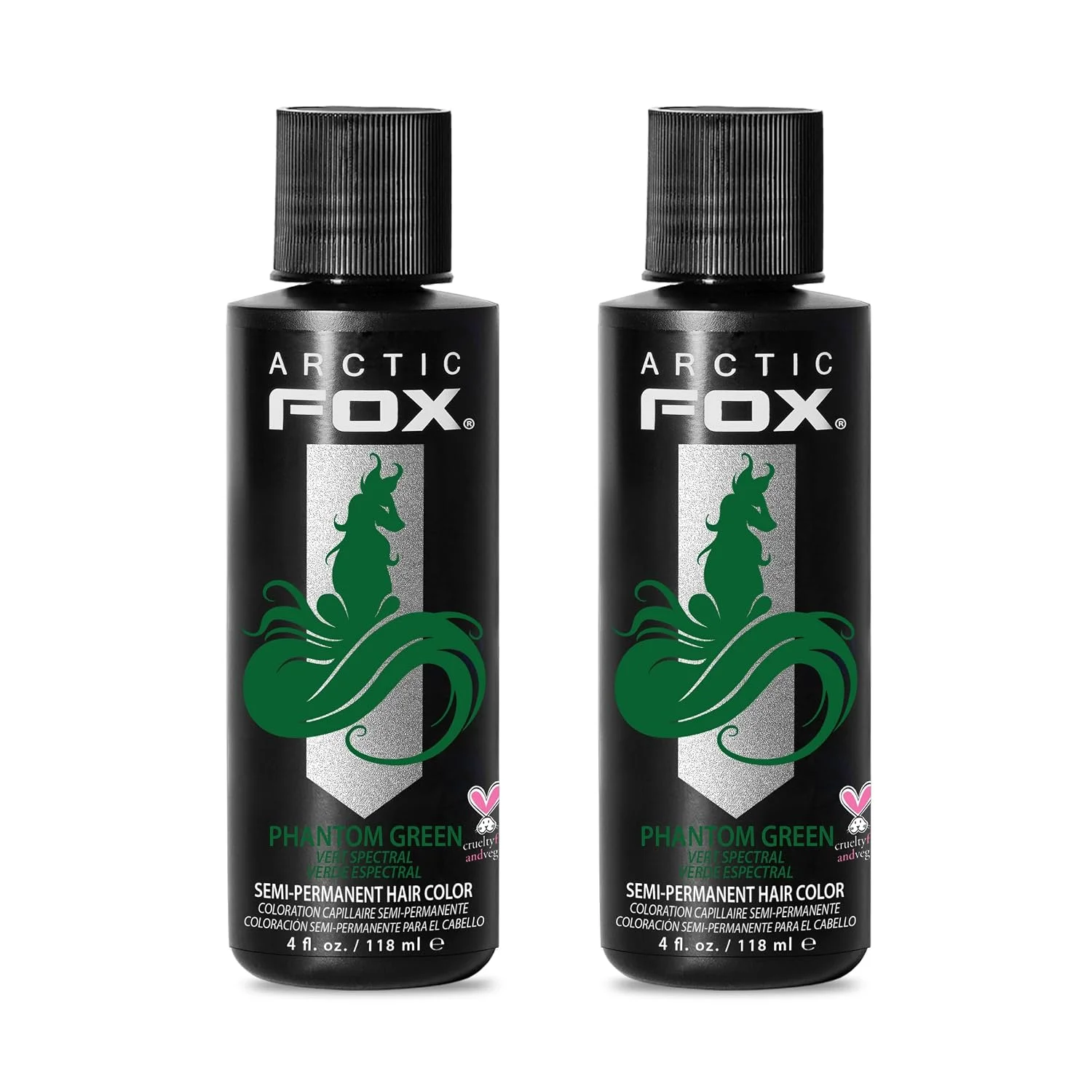 ARCTIC FOX Semi-Permanent Hair Dye Phantom Green - Ammonia-Free - 2 x 4 oz