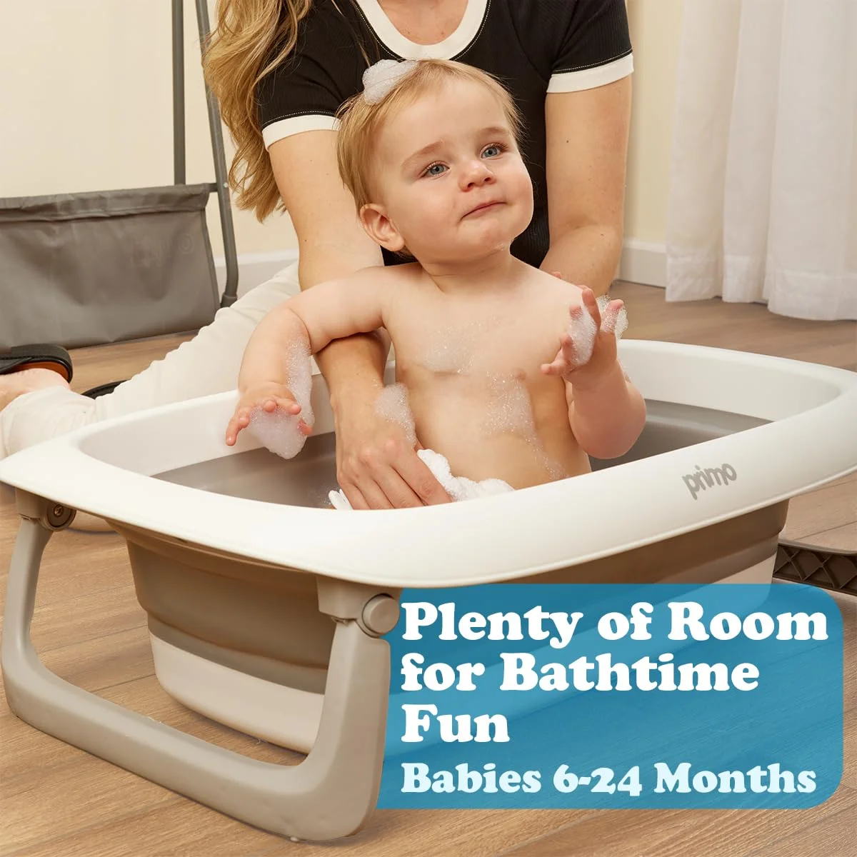 Primo SquishSplash Bañera Plegable con Soporte y Cojín Ergonómico