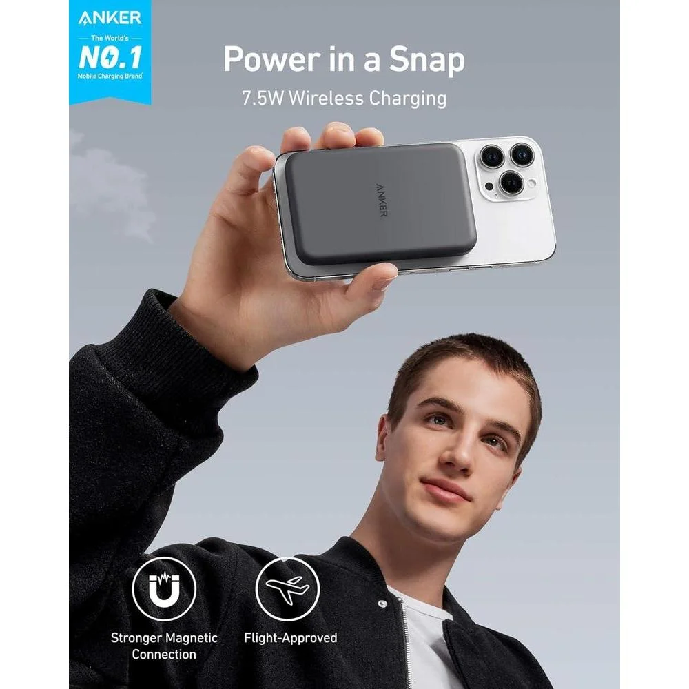 Anker Cargador magnético 621, banco de energía de 5000 mAh con USB-C, MagSafe compatible para iPhone 16/15/14/13/12