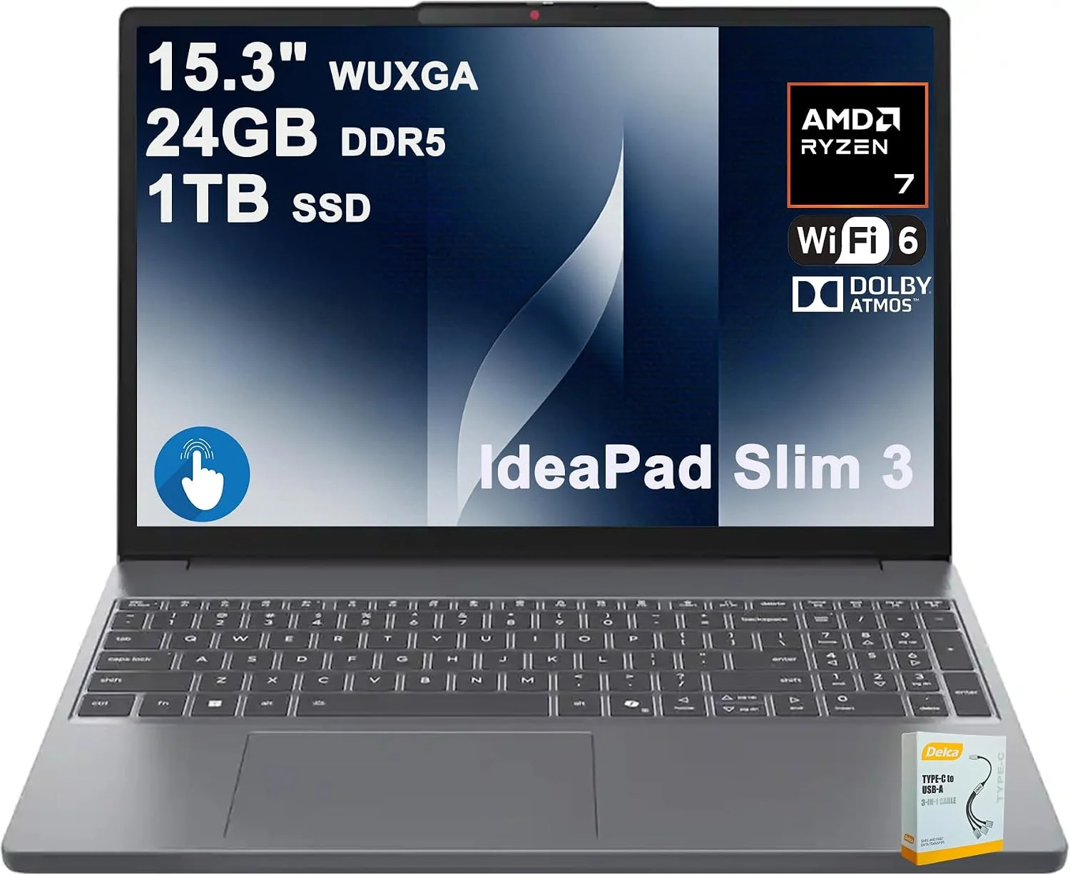 Laptop Lenovo IdeaPad Slim 3 15.3" AMD Ryzen 7 24GB DDR5 1TB SSD