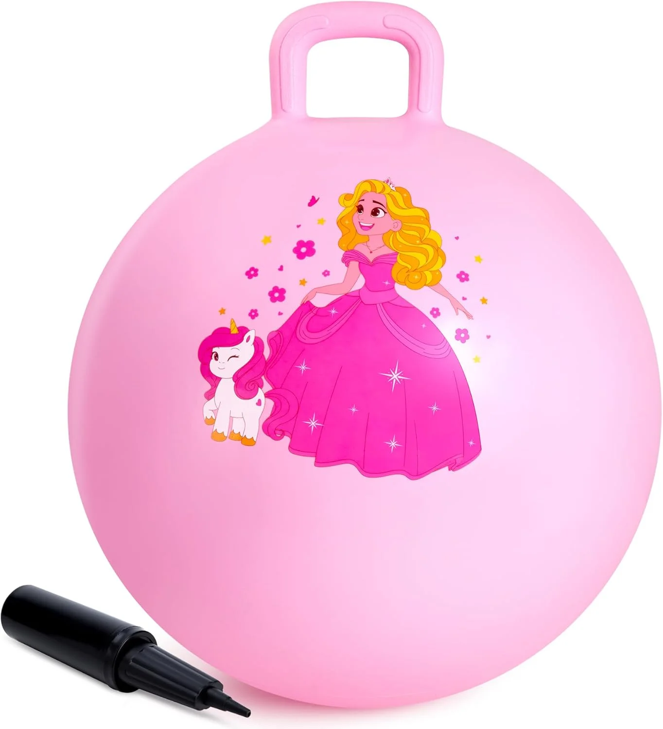 Pelota saltarina Zoojoy Princess Hopper Ball 18 pulgadas con asa