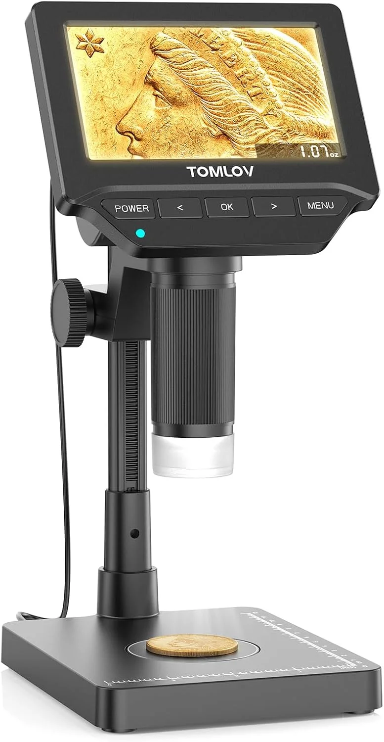 Microscopio Digital TOMLOV DM4W con Balanza de Precisión y Pantalla 4.3 Pulgadas