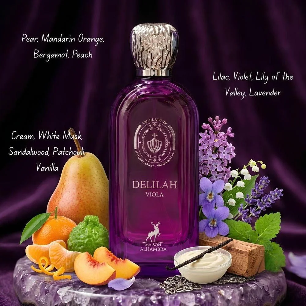 Maison Alhambra Delilah Viola EDP para mujer, perfume floral afrutado, botella de 100 ml. Ideal para todo el día