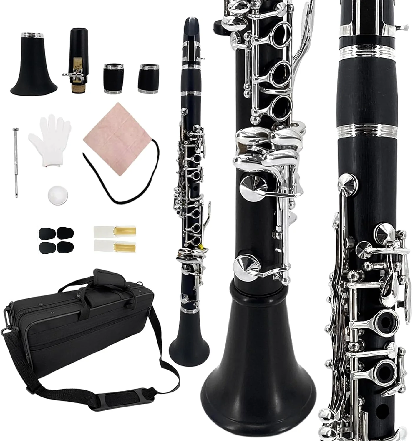 Clarinete Mib YoungMonic cuerpo ébano llaves níquel con estuche y kit de mantenimiento